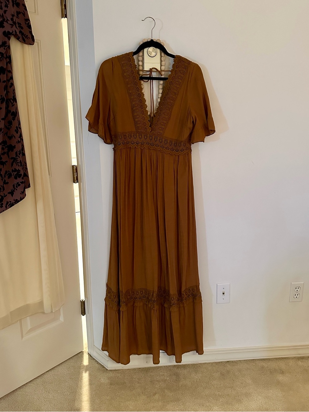 Boho V-Neck Maxi Dress- Large